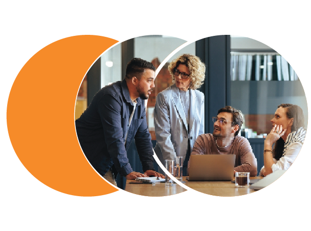 Group of office colleagues having interaction with each other